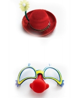  Αποκριάτικο καπέλο & γυαλιά με μύτη Κλόουν 